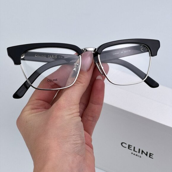 Celine CL50026U 016 BRAND NEW Eyeglasses Shiny Palladium Black Unisex Square - Picture 1 of 10